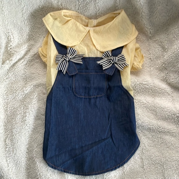 NWT Adorable PetCircle Yellow & Denim Dress Shirt With Snap Buttons - Picture 2 of 6